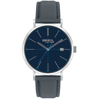 1 - Orologio uomo solo tempo Breil Gently blu e grigio EW0547 cinturino pelle