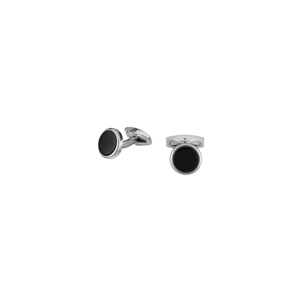 1 - Breil Code men's steel cufflinks with onyx TJ3058