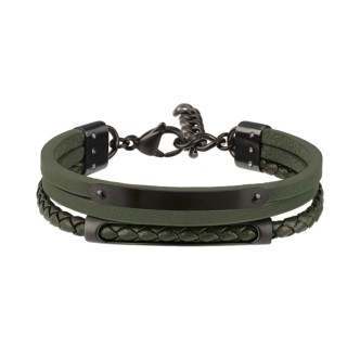 1 - Bracciale Breil uomo B Mix 3 fili pelle verde TJ3089