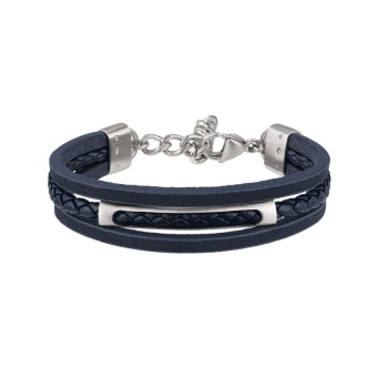 1 - Breil man bracelet B Mix 3 wires blue leather TJ3087