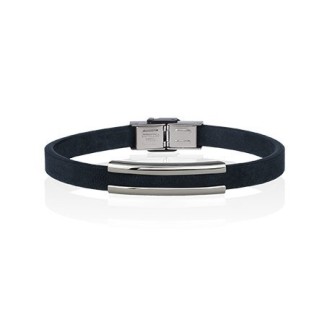 1 - Bracciale Breil TJ2610 in pelle blu con elementi in acciaio lucido collezione Snap