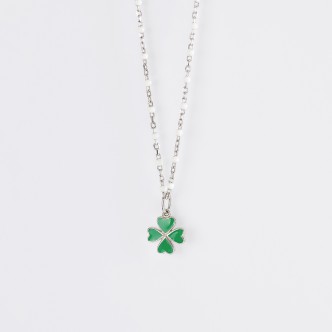 1 - Mabina four-leaf clover girl necklace 925 silver with enamel