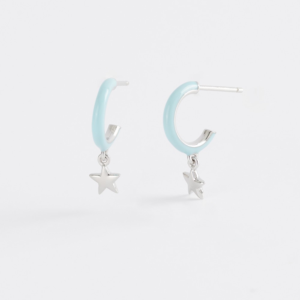 1 - Mabina star hoop earrings 563460 925 silver enamel