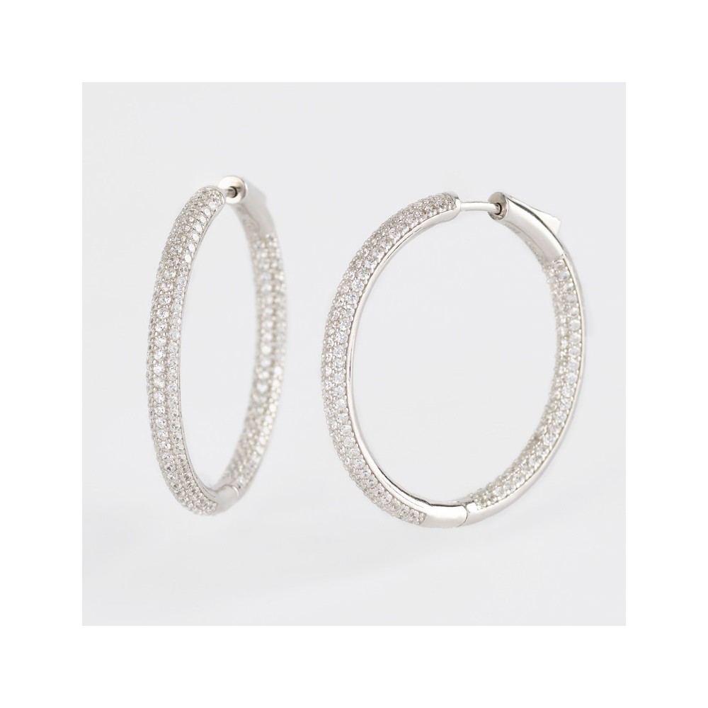 1 - Woman hoop earrings with zircons Mabina 563471 Silver 925