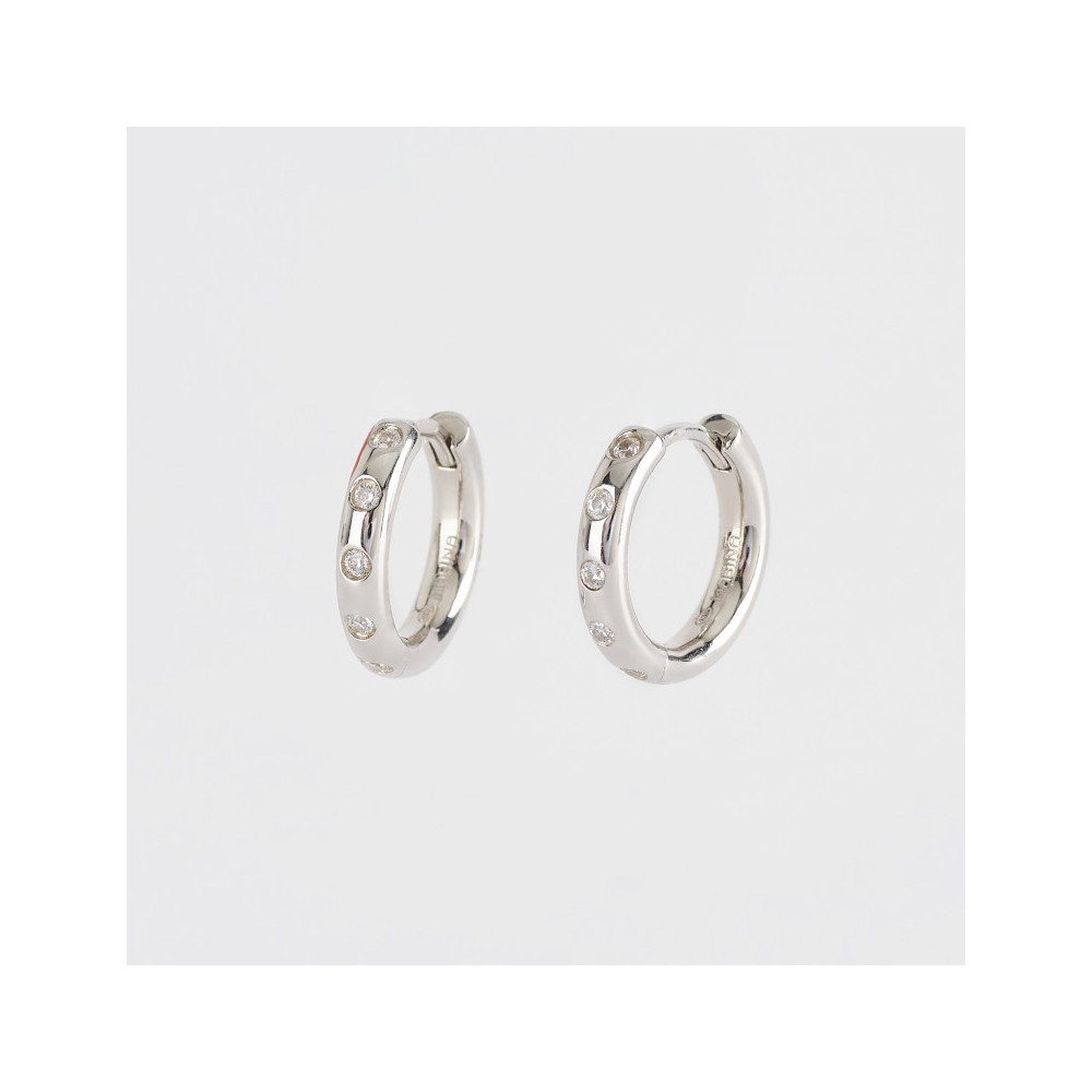 1 - Woman hoop earrings with zircons Mabina 563472 Silver 925