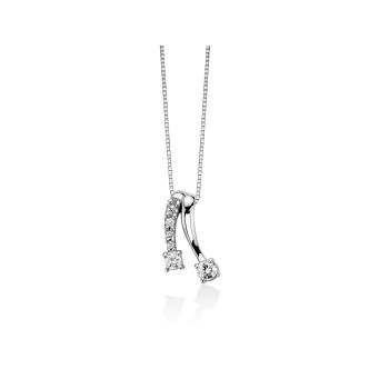 1 - Miluna 18 Kt White Gold woman necklace with light points and diamonds CLD4143