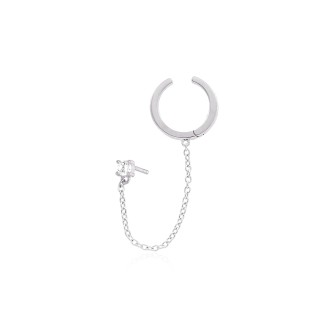 1 - Monorecchino cerchietto con catenella Mabina 563372 Argento 925 con zircone