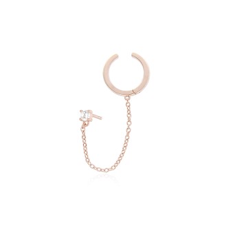 1 - Single earring pinkish circle with chain Mabina 563373 925 silver with zircon