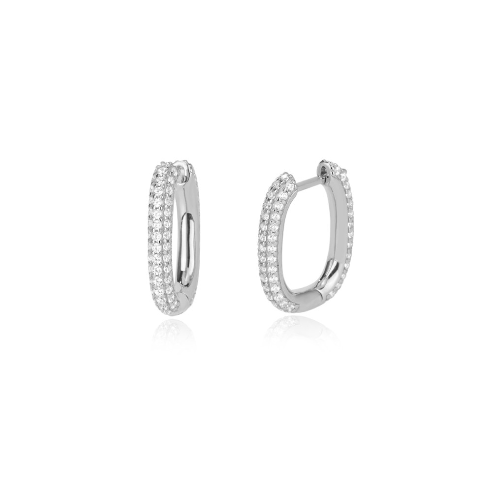 1 - Mabina oval earrings 925 silver with zircons 563381