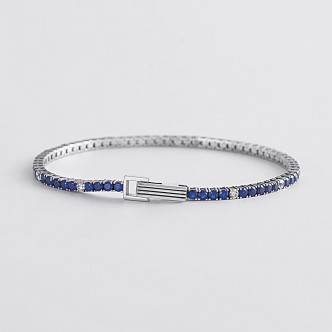 1 - Tennis bracelet for men Silver Mabina 533517-M with blue and white zircons