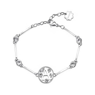 1 - Bracciale lettera A Brosway Chakra BHKB049 acciaio con cristalli