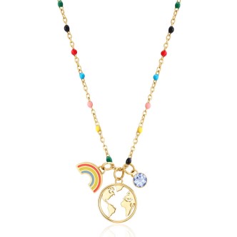 1 - Mondo Brosway Chakra woman necklace golden BHKN059 steel with crystals