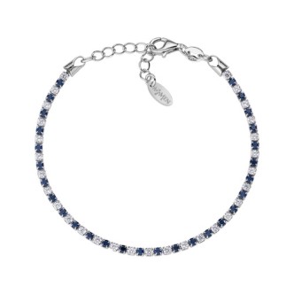 1 - Woman tennis bracelet white and blue Amen Silver 925 BTABBBL16