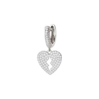 1 - Woman heart hoop earring Amen ORMOCUBBZ 925 silver with zircons