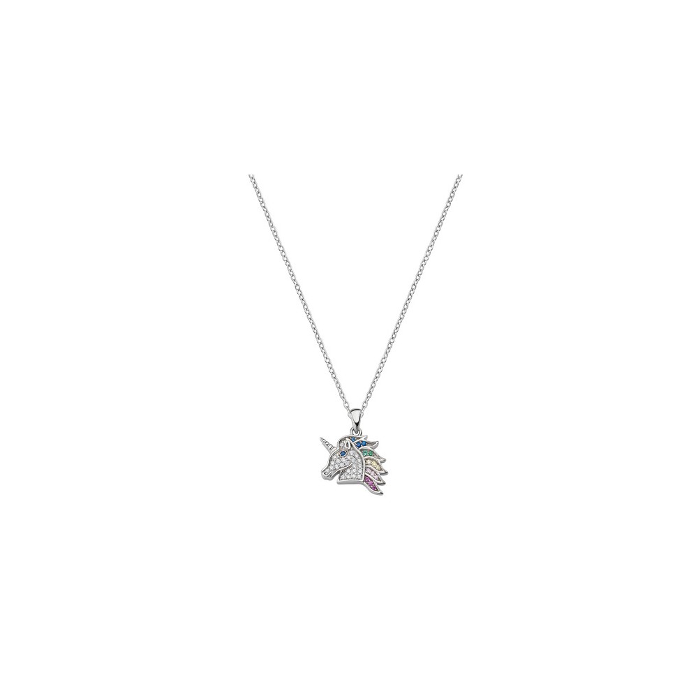 1 - Amen multicolor unicorn woman necklace 925 silver CLPUNBMZ with zircons