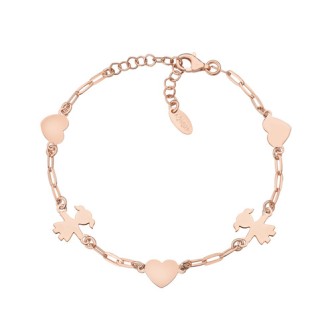 1 - Bracciale donna Amen Bombolini rosato cuori e bambini BRCACUBIFER Argento 925