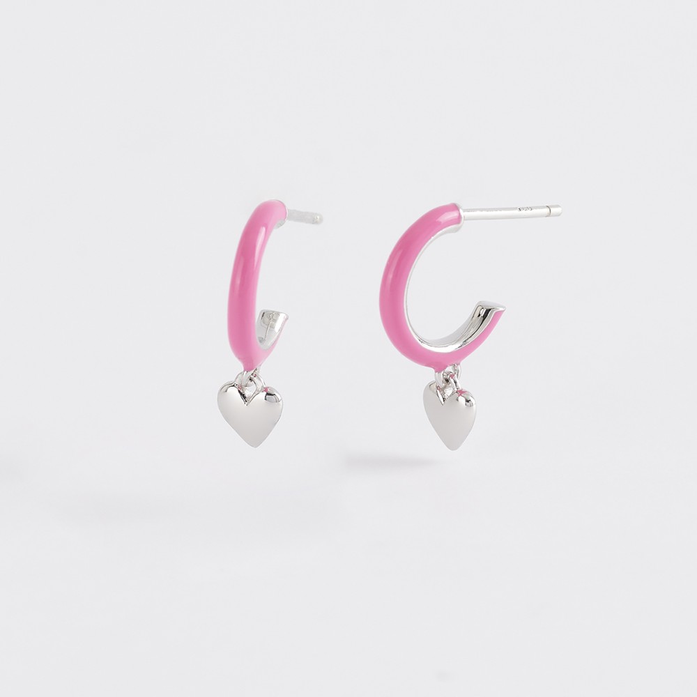 1 - Little girl hoop earrings heart Mabina 563461 Silver 925