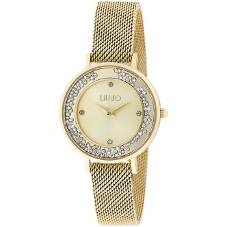 1 - Gold Liu Jo woman time only watch with steel crystals TLJ1691 Mini dancing Slim