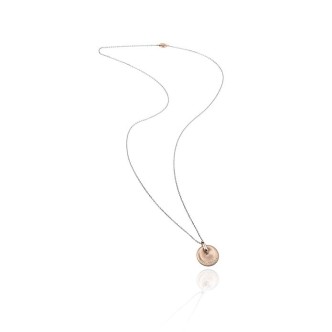 1 - Collana Breil TJ2630 in acciaio lucido IP Rose con pendente tondo con cristalli collezione Illusion