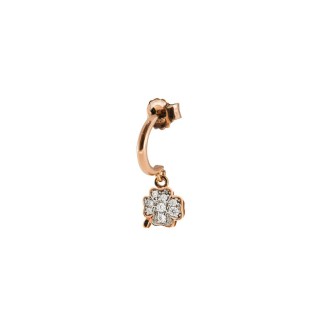 1 - Four-leaf clover woman single earring with zircons Rue Des Mille Silver 925 rosé ORZ-CERC QUAD