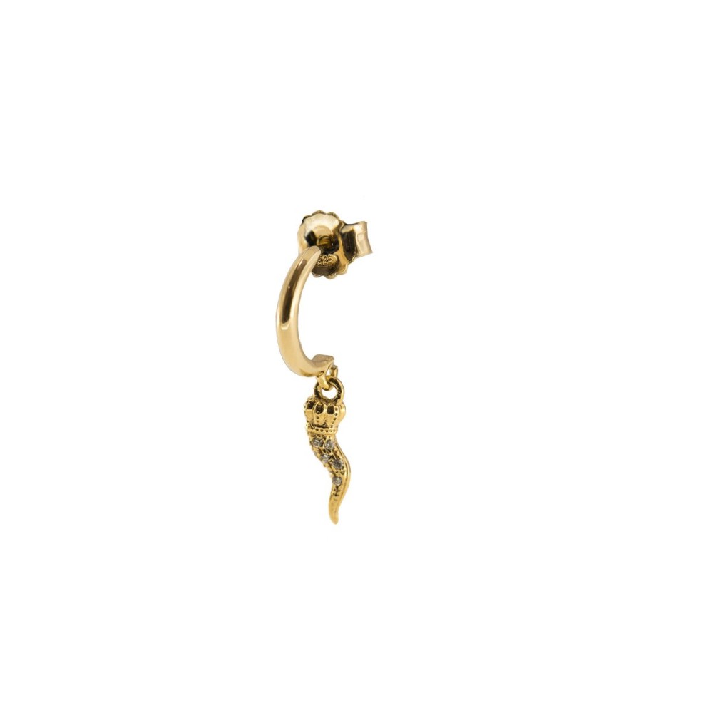 1 - Woman earring cornet with zircons Rue Des Mille Silver 925 golden ORZ-CERC CORN AU