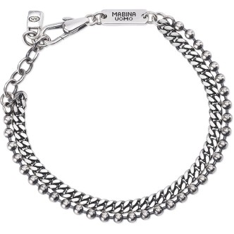 1 - Mabina 925 silver groumette man bracelet with balls 533417