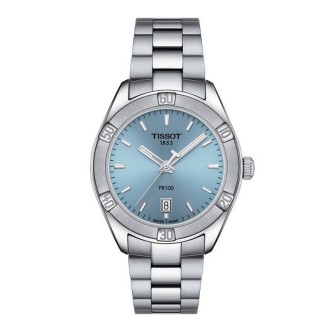 1 - Tissot women's time only watch PR 100 Lady Sport Chic turquoise T101.910.11.351.00