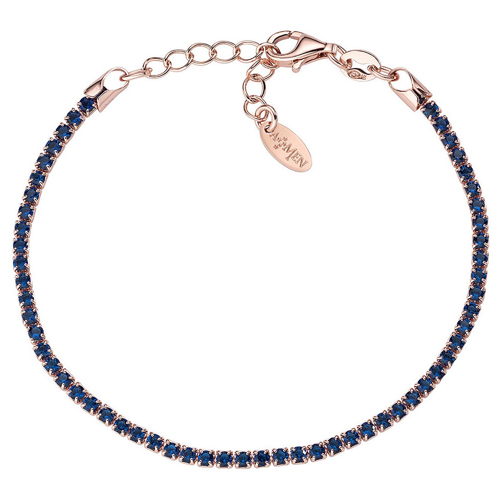 1 - Bracciale donna Tennis Amen zirconi blu BTRBL16 Argento 925