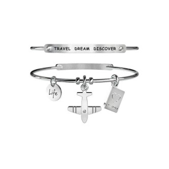 1 - Bracciale Kidult 231641 acciaio 316L aereo con cristalli collezione Free Time