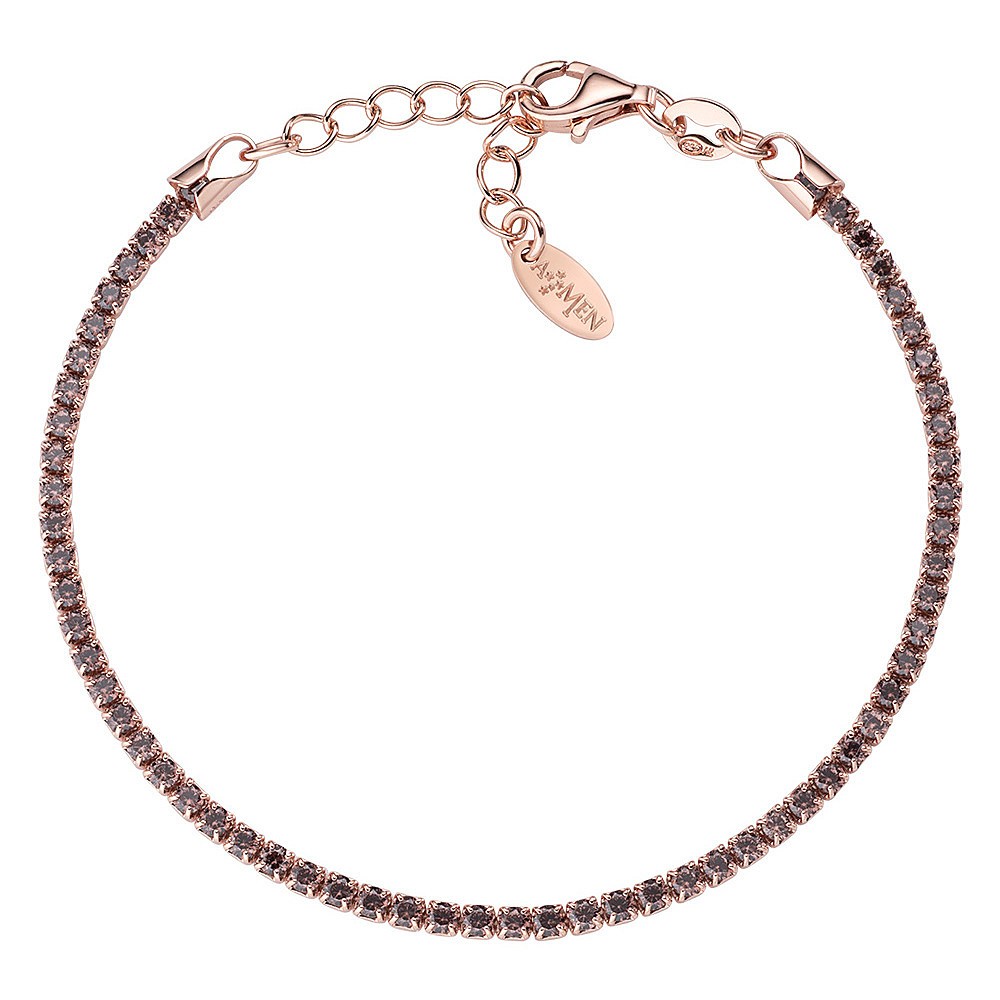 1 - Woman Tennis Amen bracelet with brown zircons BTRBR16 Silver 925