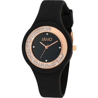 1 - Orologio solo tempo donna Liu Jo Dancing Time silicone nero con cristalli TLJ1418