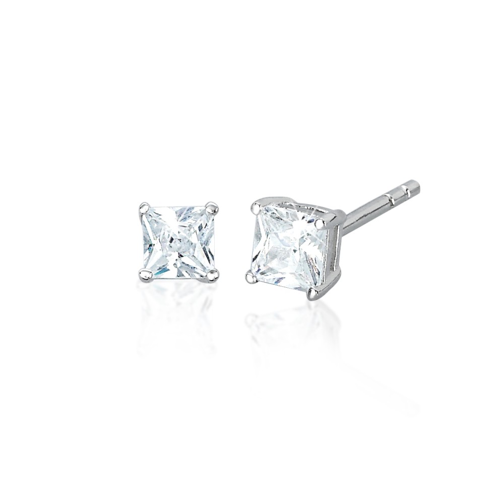 1 - Woman earrings point of light Silver Mabina 563024 with square zircon