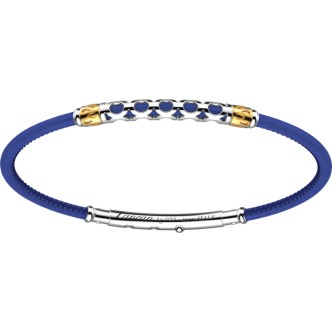 1 - Bracciale uomo Argento Zancan pelle blu ESB175-BL