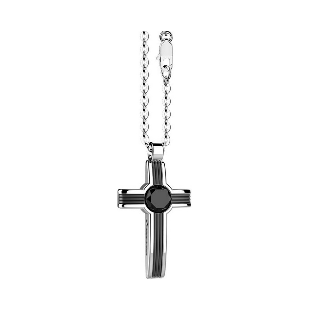 1 - Zancan silver cross man necklace with onyx EXC623 Cosmopolitan Stone