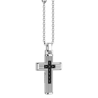 1 - Zancan silver cross man necklace with spinels EXC609