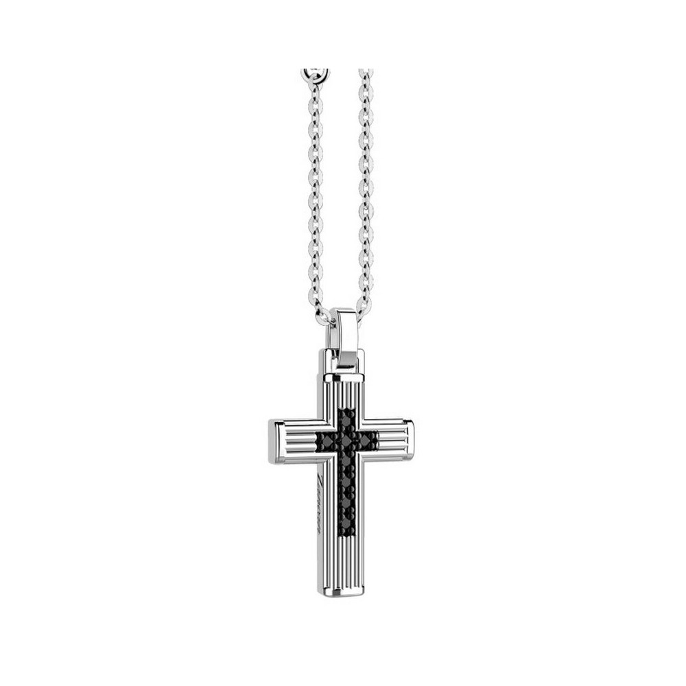 1 - Zancan silver cross man necklace with spinels EXC609