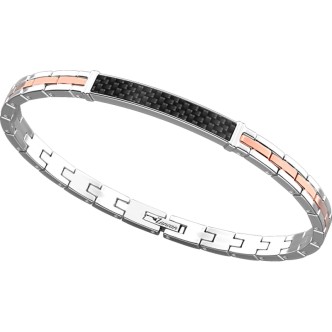 1 - 316L Zancan black rosé steel man bracelet with carbon fiber EHB259