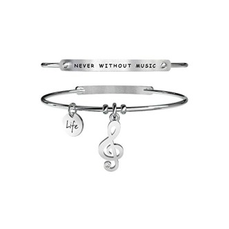 1 - Bracciale Kidult 231644 chiave di violino in acciaio 316L con cristalli collezione Free Time