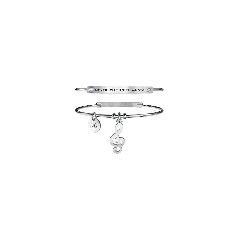 1 - Kidult bracelet 231644 violin key in 316L steel with crystals Free Time collection