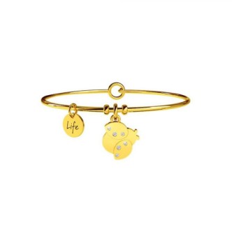 1 - Bracciale Kidult 231639 coccinella in acciaio 316L con PVD Oro con cristalli collezione Animal Planet