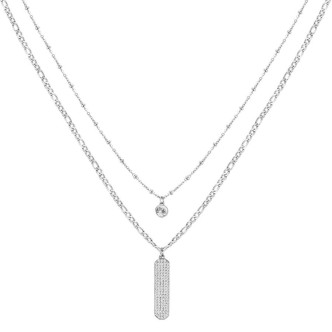 1 - Brosway woman necklace with double wire groumette chain BYM101 with Swarovski