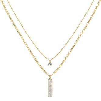 1 - Brosway woman necklace with double golden groumette chain BYM102 with Swarovski