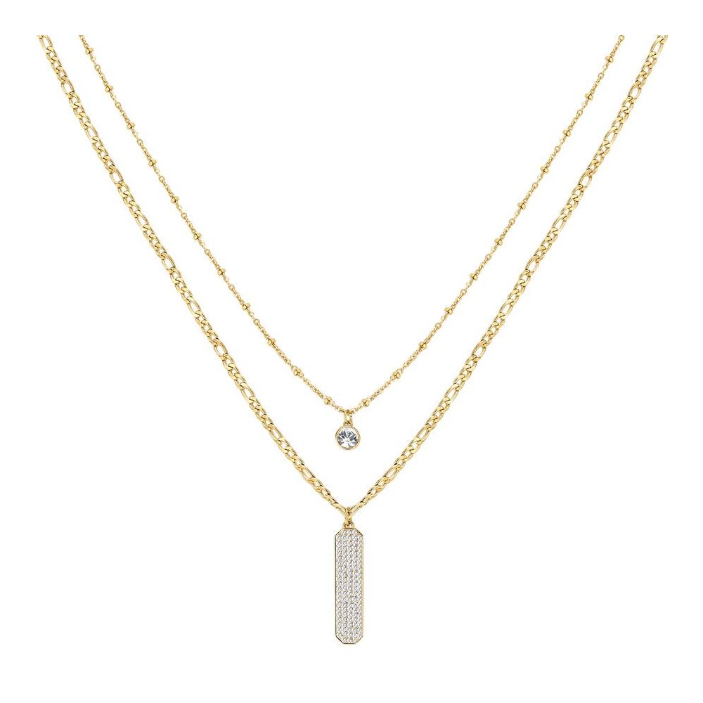 1 - Brosway woman necklace with double golden groumette chain BYM102 with Swarovski