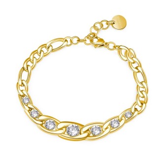 1 - Bracciale donna catena groumette dorato Brosway acciaio 316L con Swarovski BYM104