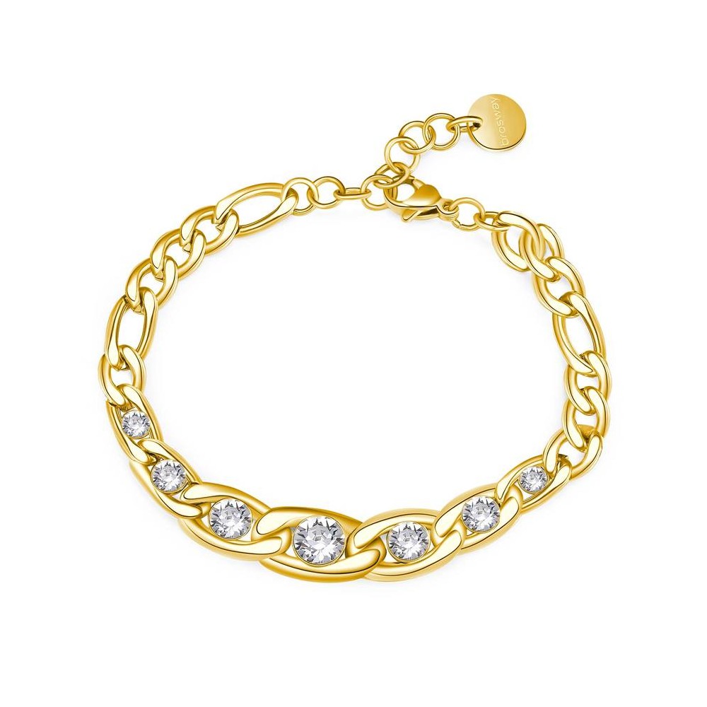 1 - Bracciale donna catena groumette dorato Brosway acciaio 316L con Swarovski BYM104