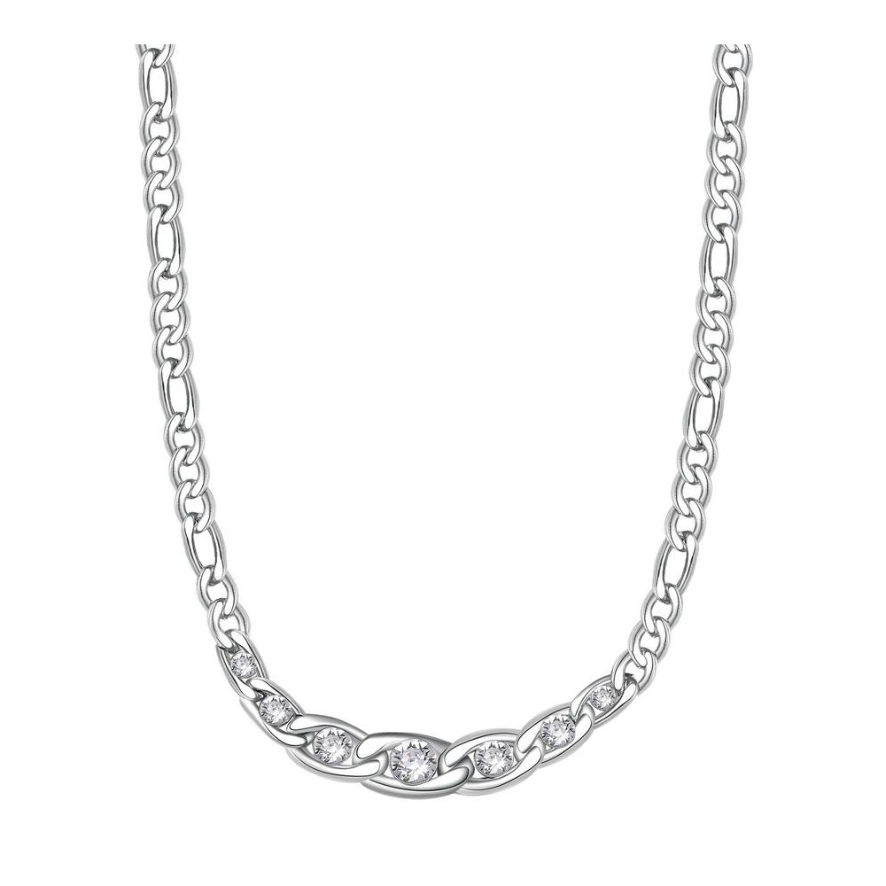 1 - Brosway woman necklace with 316L steel groumette chain with Swarovski BYM97