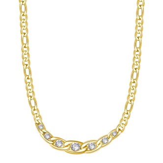 1 - Brosway woman golden necklace with 316L steel groumette chain with Swarovski BYM98