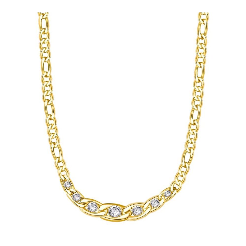 1 - Brosway woman golden necklace with 316L steel groumette chain with Swarovski BYM98