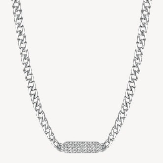 1 - Brosway woman necklace chain groumette 316L steel plate with Swarovski BYM99