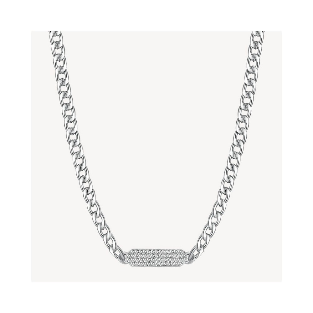 1 - Brosway woman necklace chain groumette 316L steel plate with Swarovski BYM99